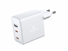 Swissten Síťový Adaptér GaN 2x USB-C + 1x USB 70W PD Bilý