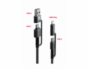 Swissten Datový kabel KEVLAR 4in1 3A 1,5 M ANTRACIT