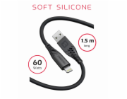 Data kabel SWISSTEN SOFT SILICONE USB/Lightning, 60W, 1,5m, černá