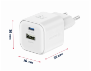 Swissten síťový adaptér gan 1x usb-c 35w pd + 1x usb-a 27w qc bílý