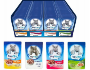 PREVITAL Cat Food Mix 4 Příchutě Kuře, Telecí, Losos, Drůbež – mokré krmivo pro kočky – 96 x 100 g