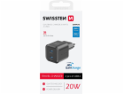 Swissten síťový adaptér gan 2x usb-c 20w power delivery č...