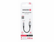 Swissten audio adaptértextile usb-c (samec) / 3,5mm aux 0,15 m černý (nahrazuje 73501301)