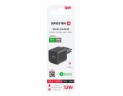Swissten síťový adaptér 12w 1x usb-c + 1x usb-a  černý