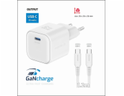 Swissten síťový adaptér gan 1x usb-c 35w power delivery bílý + datový kabel usb-c/usb-c 1,2 m bílý