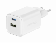 Swissten síťový adaptér gan 1x usb-c 45w pd + 1x usb-a 18w qc bílý