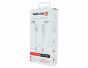 Swissten audio adaptér textile lightning /jack(samice) 0,15 m stříbrný