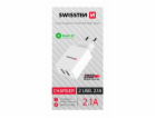 Swissten síťový adaptér smart ic 2x usb 2,1a power bílý (...