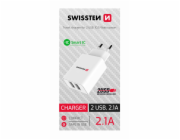 Swissten síťový adaptér smart ic 2x usb 2,1a power bílý (samoprodavač)