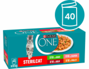 PURINA One Sterilcat Beef, salmon, chicken, turkey Box - mokré krmivo pro kočky - 40x85g