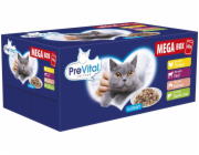 PREVITAL Mega Box Veal, salmon, liver, chicken - mokré krmivo pro kočky - 40X100g