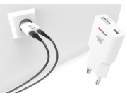 Swissten tenký síťový adaptér GaN USB-C + USB-A 30w bílý