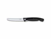 Victorinox Skládací svačinový nůž Swiss Classic, černý, vlnkované ostří