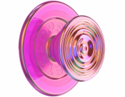 PopSockets Držák a stojan na telefon , kulatý, vlnitý, duhový, letecký, opalescentní, MagSafe růžový
