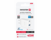 Swissten Nabíječka SWISSTEN CORE GaN 45W síťový adaptér, 2 porty, 1x USB-C, 1x USB-A