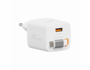 Swissten Nabíječka Swissten SlideCHARGE GaN 30W USB-A 18W nabíječka s navíjecím kabelem USB-C 0,75 m bílá
