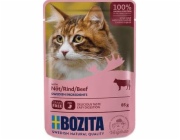BOZITA Masové kousky v želé s hovězím – vlhké krmivo pro kočku – 85g