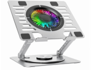 Wozinsky Chladicí podložka WDCX-X16-AS CoolBase RGB s rotací 360° pro notebook a tablet, stříbrná