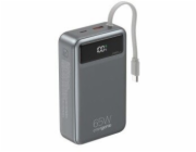 Gembird PB20-PD65-LCD-01 Rychlonabíjecí powerbanka s integrovanými kabely, 65W, 20000 mAh, černá