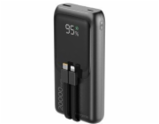 Gembird PB20-PD20-LCD-01 Rychlonabíjecí powerbanka s integrovanými kabely, 20W, 20000 mAh, černá