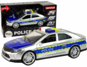 LeanToys policejní auto 1:14 třecí pohon zvuky světle stříbrná