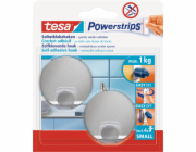 Samolepicí háčky Tesa, nerezová ocel, kulaté, 2 kusy se 4 malými proužky Powerstrips