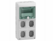 Schneider Mureva rozvaděč IP65 pro povrchovou montáž 1x8 pro připojení zásuvek gMRV-1-8-NT-T/4, 4 otvory 90x100mm 13179