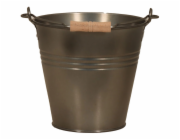 Zinkové vědro černé barvy s rukojetí/dřevěnou rukojetí 7,2 l 31 cm x 29 cm x 27 cm