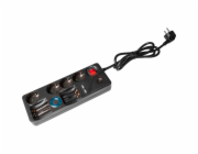 Multifunkční 4cestný prodlužovací kabel, černý