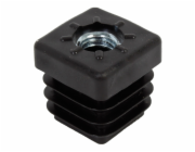 Závitová zátka pro čtvercové trubky, černá, závit M8, 20 mm x 20 mm