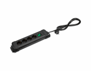 Prodlužovací kabel Tido se 4 zásuvkami, černý, 55 mm x 360 mm s vypínačem