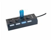 Schwaiger® USB 2.0 Hub 4portový černý s přepínačem a stavovou LED diodou