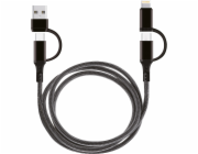 USB 4v1 nabíjecí a datový kabel USB A USB C Lightning černý 1 m