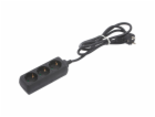 3cestný prodlužovací kabel, černý, 1,4 m