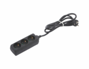 3cestný prodlužovací kabel, černý, 1,4 m