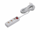 Prodlužovací kabel s 3 zásuvkami a vypínačem, bílý, 5 m