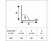 Úhlový držák s okapnicí, přírodní hliník, řezaný na rozměr 250 mm x 1000 mm