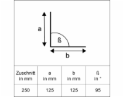 Úhlový držák bez okapnice, přírodní hliník, řezaný na míru 250 mm x 1000 mm
