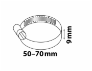 Hadicová svorka Kirchhoff, šířka 9 mm, rozsah sevření 50 mm - 70 mm, nerezová ocel