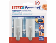 Tesa Samolepicí háčky , matný chrom, čtvercové, 2 kusy se 4 velkými proužky Powerstrips