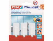 Tesa Samolepicí háčky , bílé, zaoblené, 3 kusy se 4 malými proužky Powerstrips