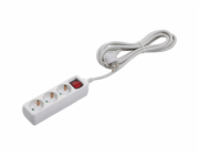 Prodlužovací kabel s 3 zásuvkami a vypínačem, bílý, 3 m
