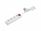 Prodlužovací kabel se 4 zásuvkami a vypínačem, bílý, 1,4 m