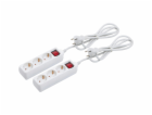 Prodlužovací kabel s 3 zásuvkami a vypínačem, balení 2 ks...