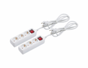 Prodlužovací kabel s 3 zásuvkami a vypínačem, balení 2 ks, bílý