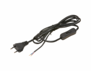 Napájecí kabel s vypínačem a euro zástrčkou, černý, 2 m