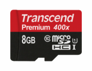 TRANSCEND MicroSDHC karta 8GB Premium, Class 10 UHS-I 300x + adaptér