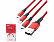 UNITEK C4049RD USB kabel 1,2 m USB A USB C/Micro-USB B/Svítivě červený
