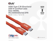 Club3D kabel USB-C, Oboustranný USB-IF Certifikovaný data kabel, PD 240W(48V/5A) EPR M/M 4m