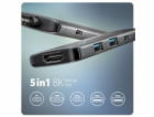 AXAGON HMC-5H8K, USB 5Gbps hub, 2x USB-A, USB-C, HDMI 8k/...